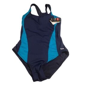 TYR Womens Max Splice Controlfit One Piece Swimsuit Navy Turquoise Size 14 NEW